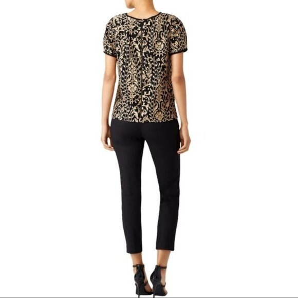 JOIE Embroidered Janpath Top, Black & Gold Sz. Small - Picture 5 of 12